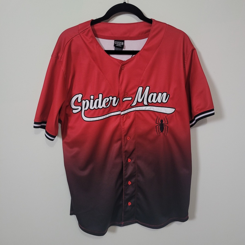 Marvel MD Spider-Man Baseball Jersey Mens Red Black Ombre Parker 62 BoxLunch